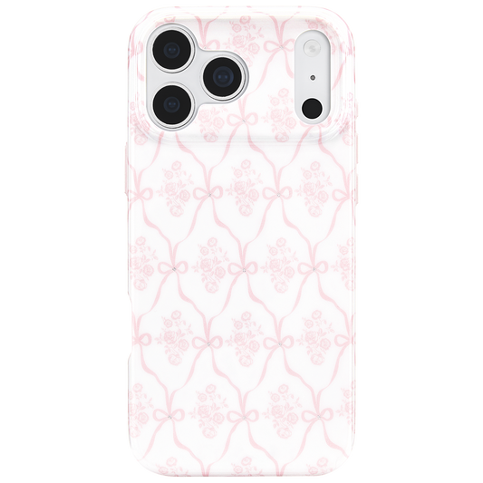 Trellis Bow Ballet Pink - iPhone18 Pro/17 Pro/18 Pro Max/17 Pro Max用ケース　MagSafe対応　トレリスボーバレエピンク
