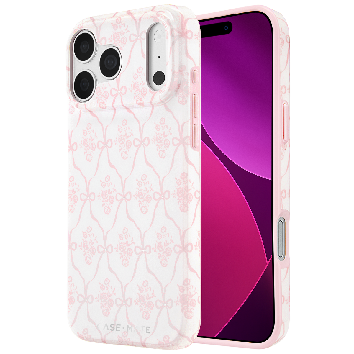 Trellis Bow Ballet Pink - iPhone18 Pro/17 Pro/18 Pro Max/17 Pro Max用ケース　MagSafe対応　トレリスボーバレエピンク
